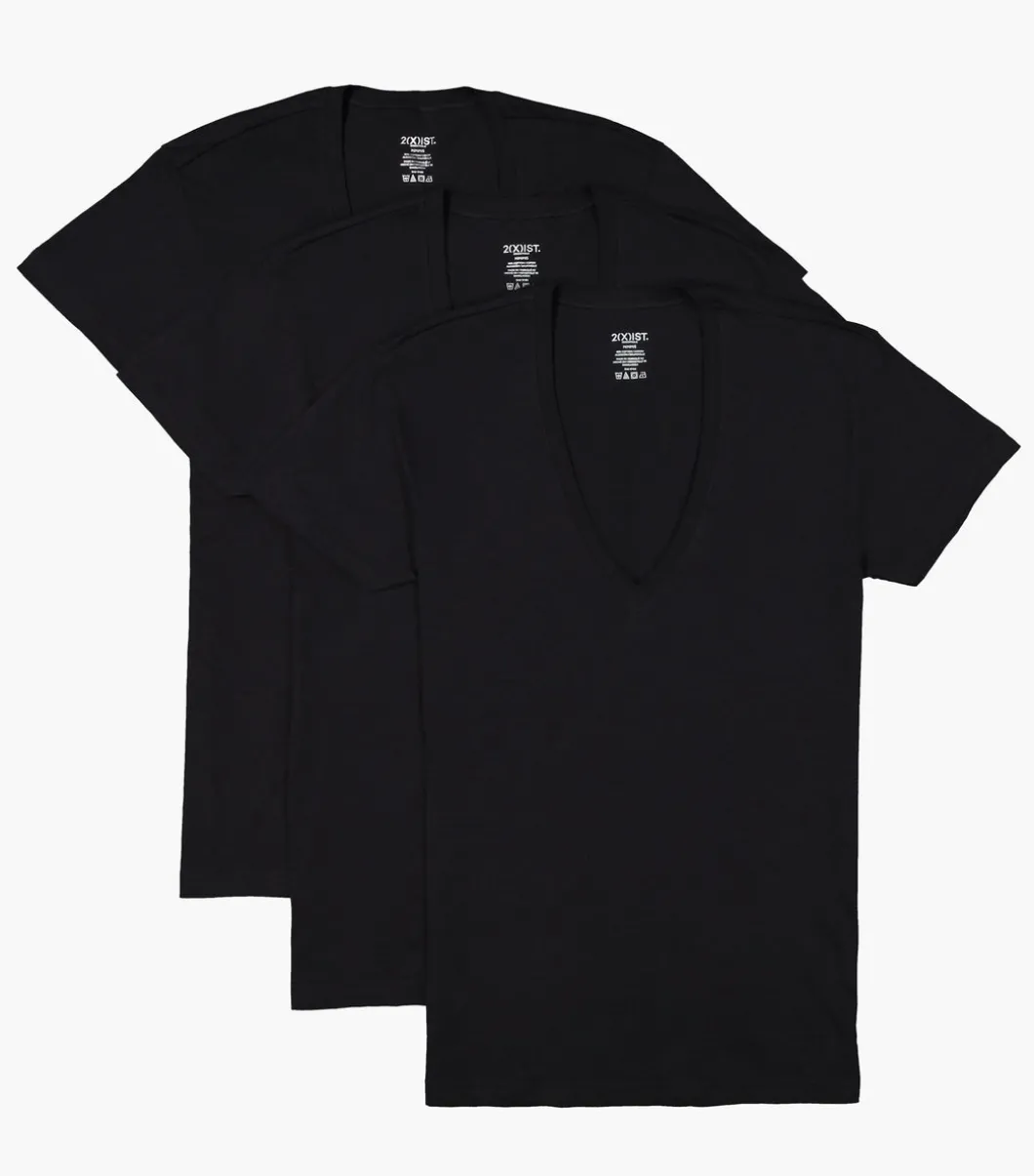 Essential Cotton Slim Fit Deep V-Neck T-Shirt 3-Pack
