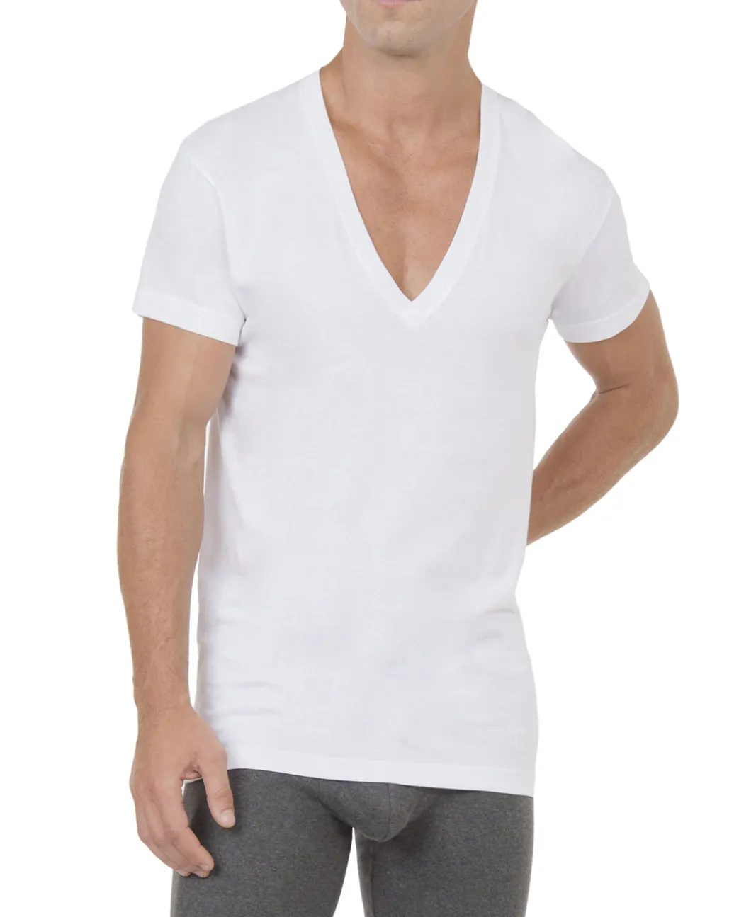 Essential Cotton Slim Fit Deep V-Neck T-Shirt 3-Pack